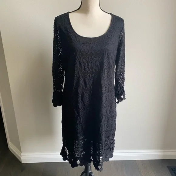 NWT Alfani Floral Lace Crochet Trim Cocktail Dress - Picture 2 of 9